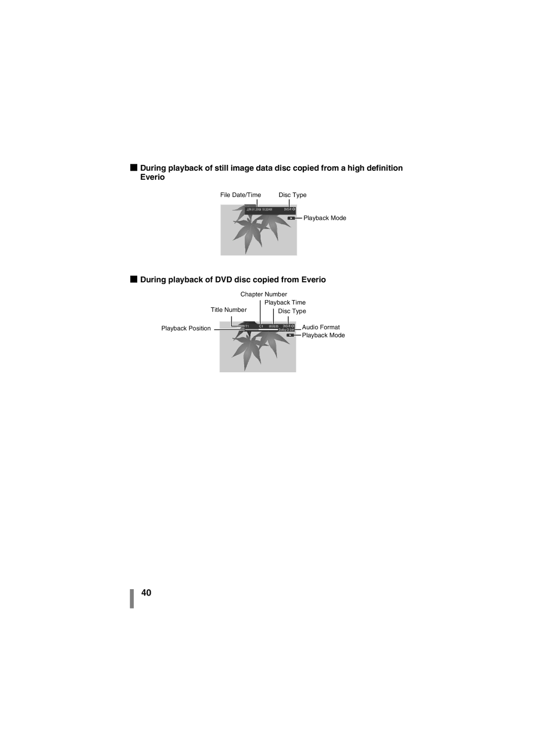 JVC LYT1942-001A manual During playback of DVD disc copied from Everio 