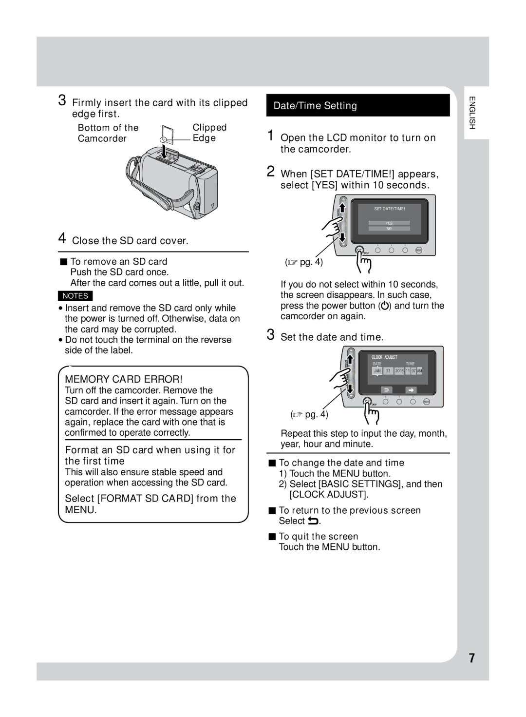 JVC LYT2046-001A-M manuel dutilisation Date/Time Setting 