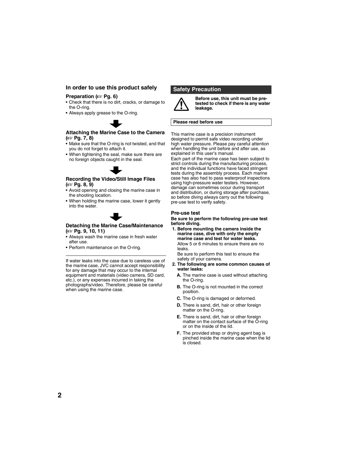 JVC LYT2112-003A, WR-MG250 manuel dutilisation Order to use this product safely, Safety Precaution 