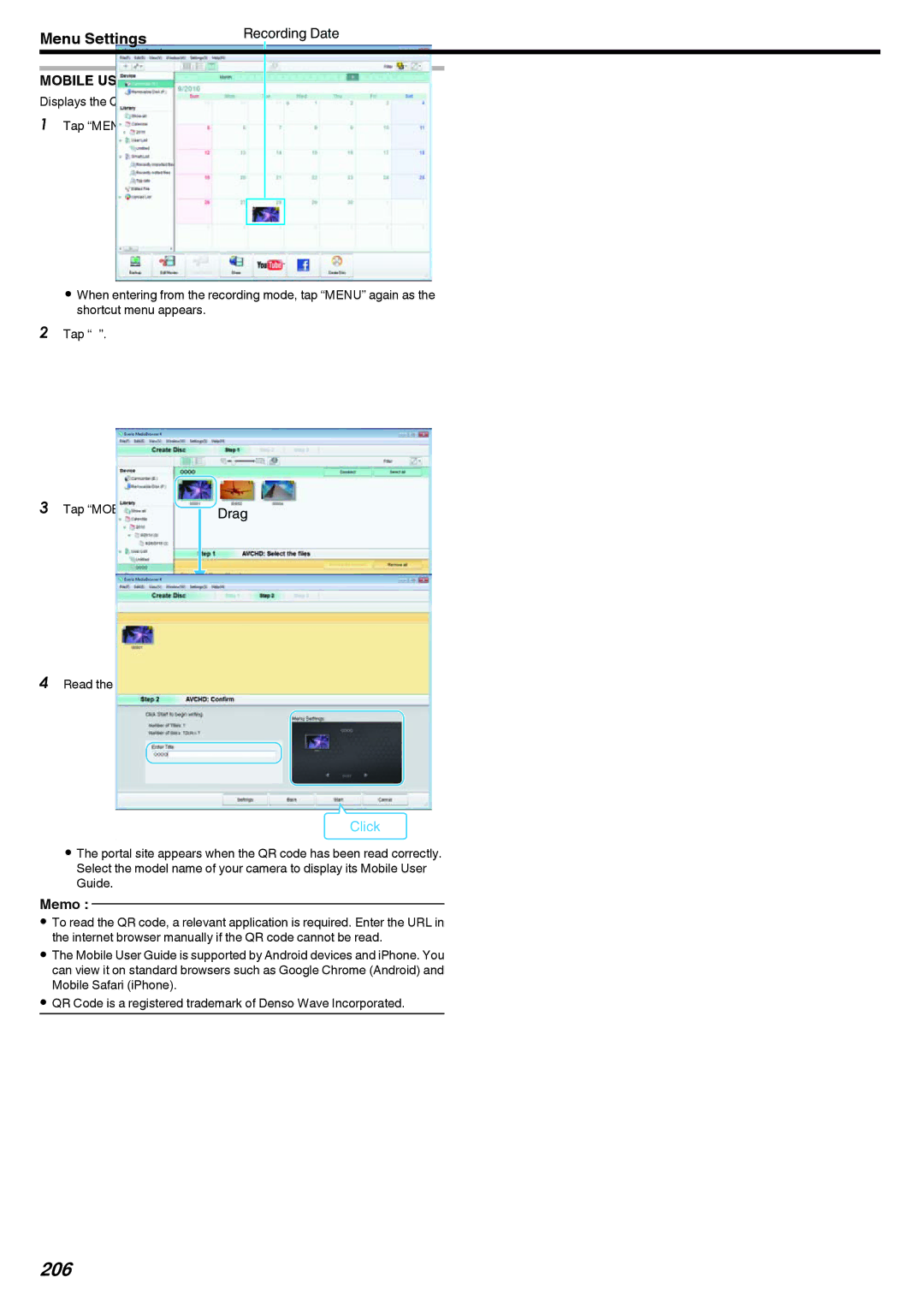 JVC LYT2473-002A manual 206, Mobile User Guide, Read the QR code bar code with a smartphone 