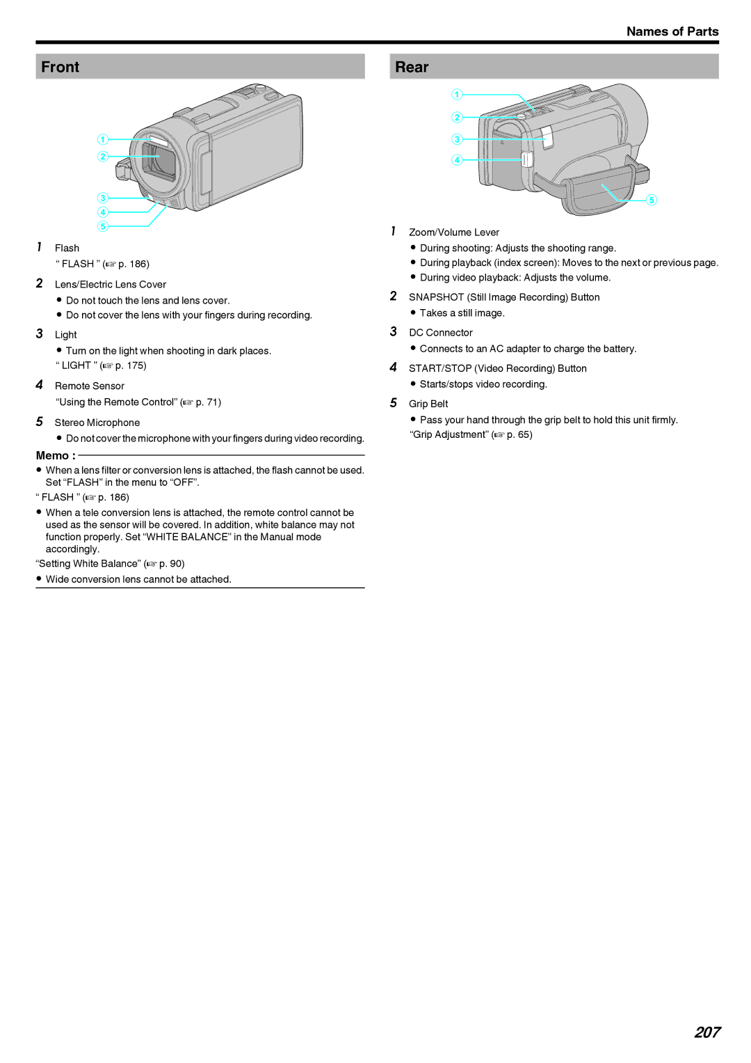 JVC LYT2473-002A manual Front Rear, 207 