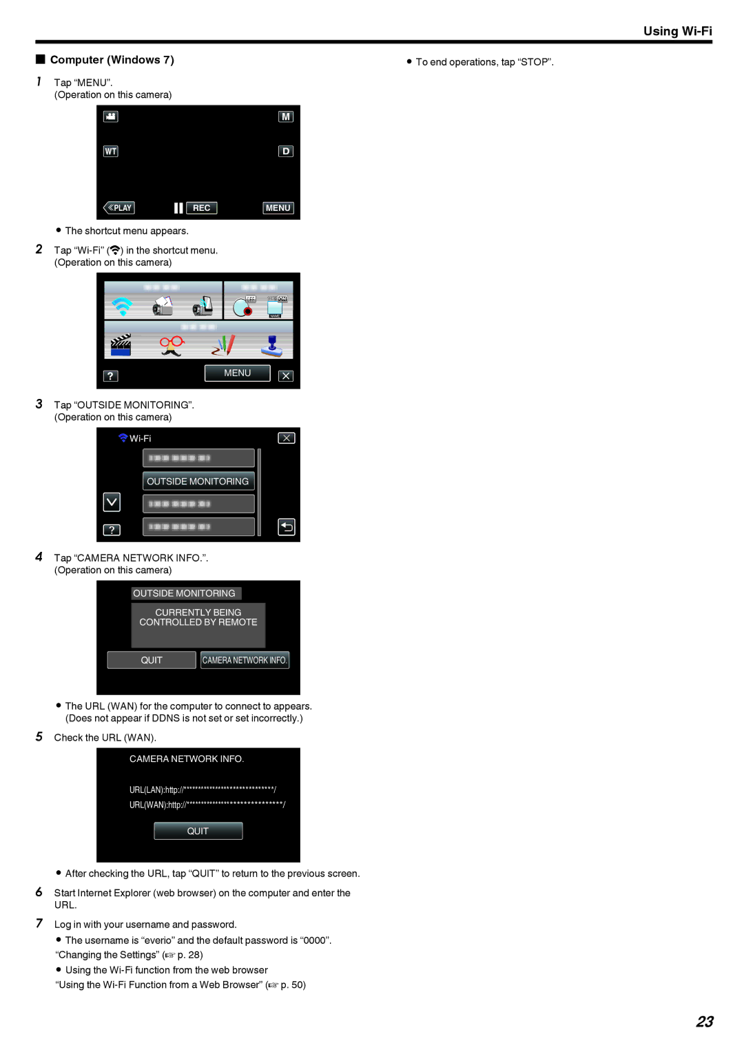 JVC LYT2473-002A manual To end operations, tap Stop 