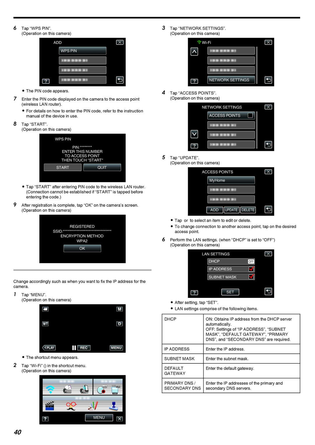 JVC LYT2473-002A manual Editing LAN Settings of Access Points Wireless LAN Router 