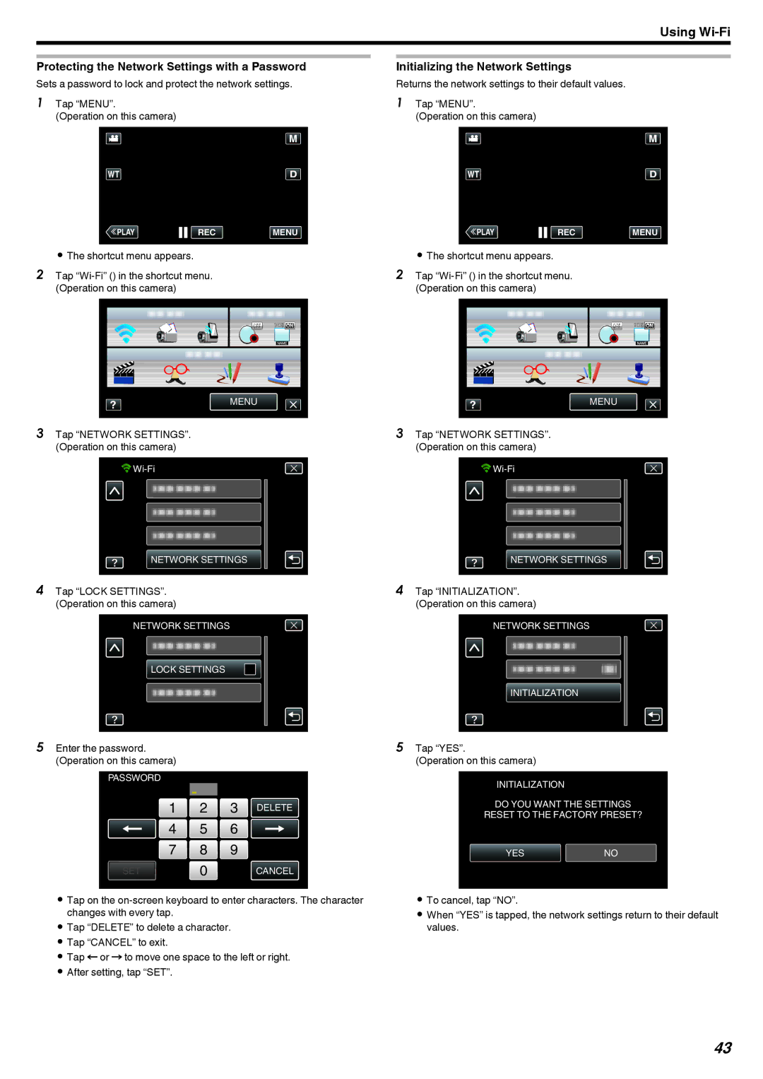 JVC LYT2473-002A manual Protecting the Network Settings with a Password, Initializing the Network Settings 