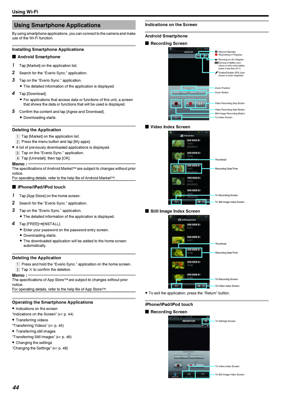 JVC LYT2473-002A manual Using Smartphone Applications 