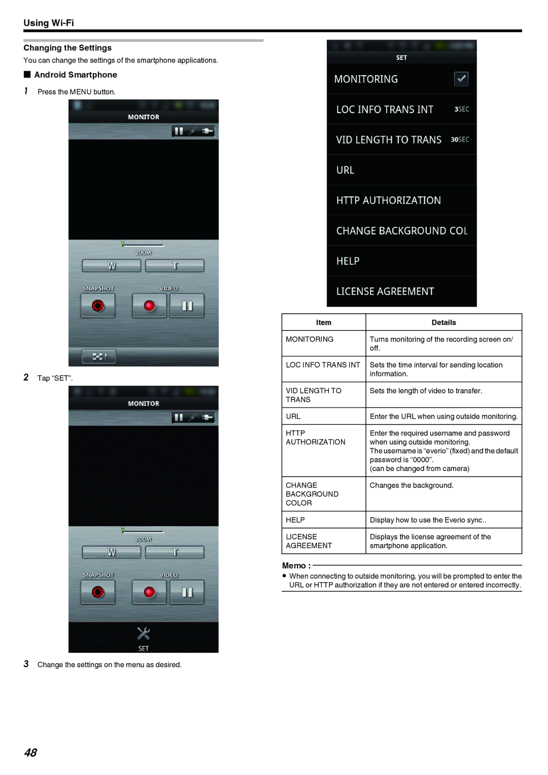 JVC LYT2473-002A manual Changing the Settings 