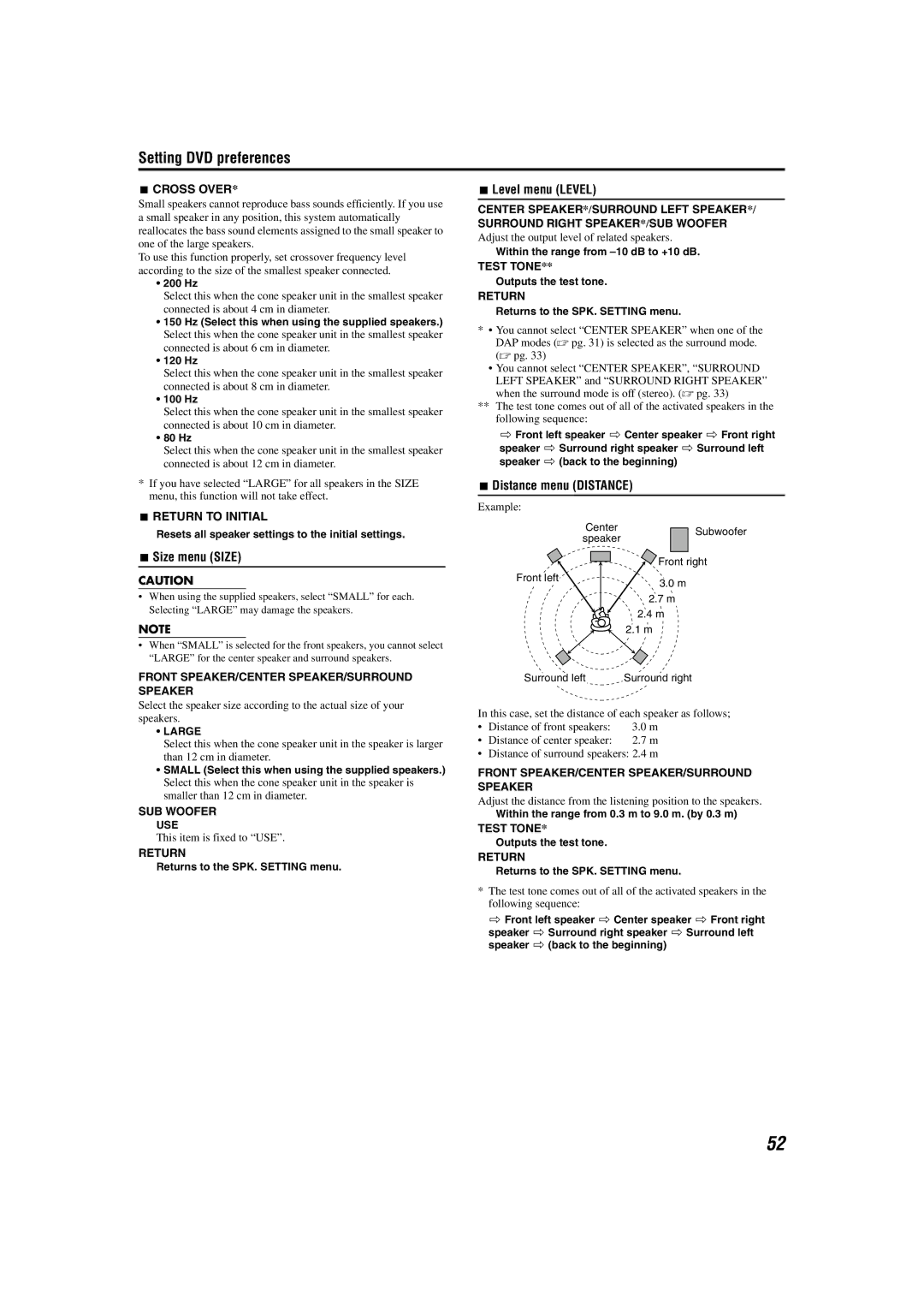 JVC M45 manual This item is fixed to USE, Adjust the output level of related speakers 