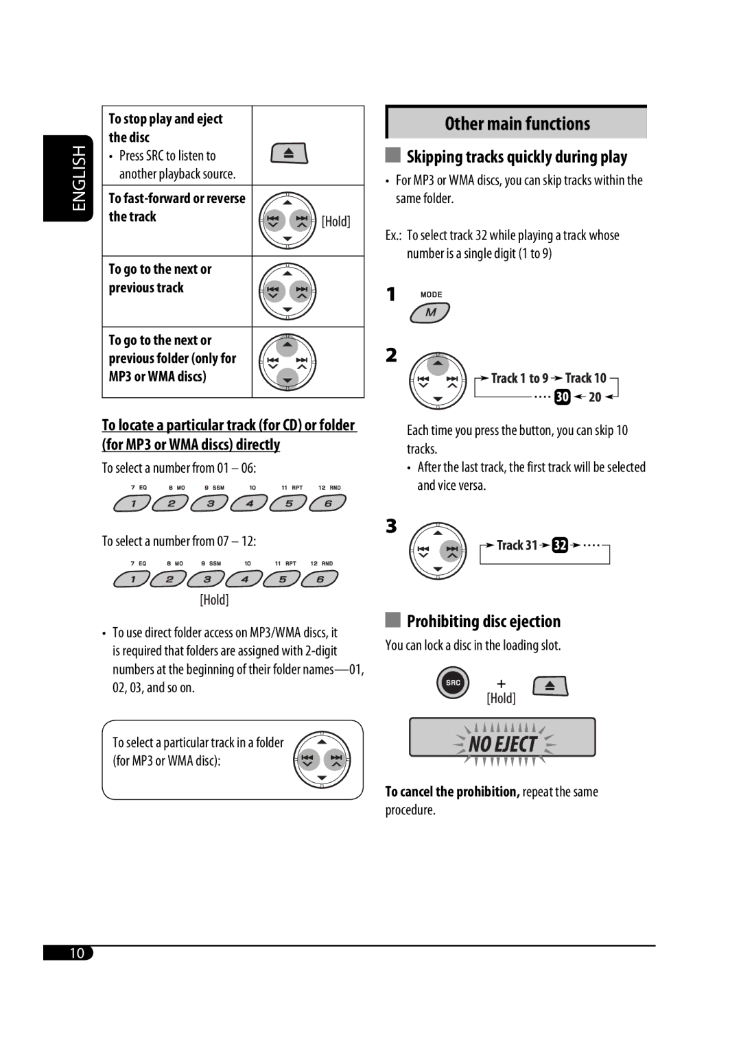 JVC MA372IEN user service Other main functions 