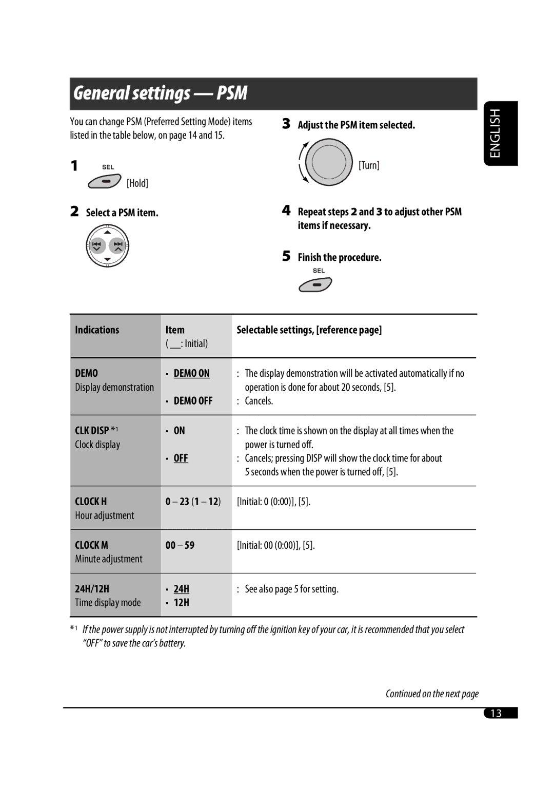 JVC MA372IEN user service General settings PSM 