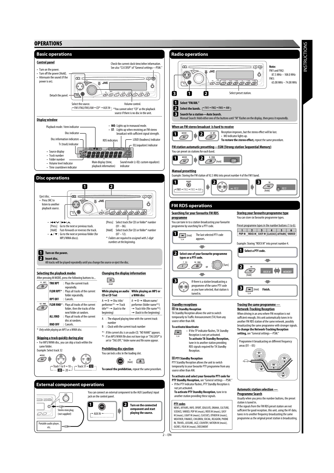 JVC MA372IEN Storing your favourite programme type, Standby receptions, Automatic station selection Programme Search 