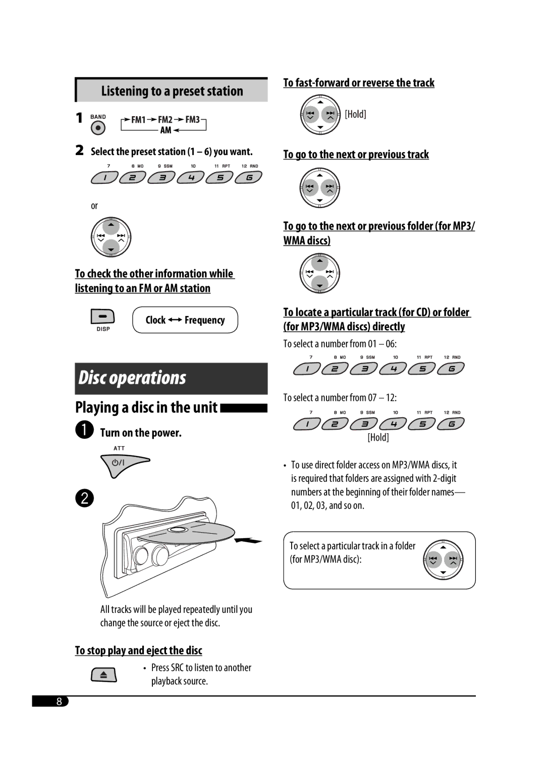 JVC MA372IEN user service Disc operations 