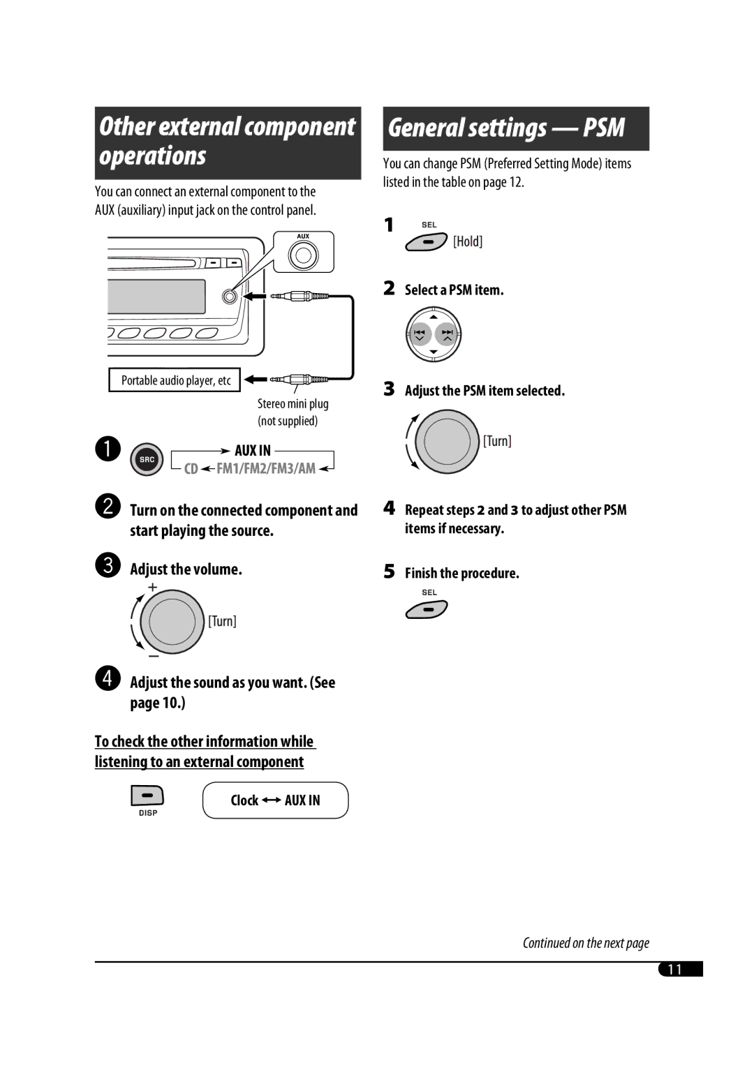 JVC MA372IEN user service Operations, Finish the procedure Clock Ôaux 