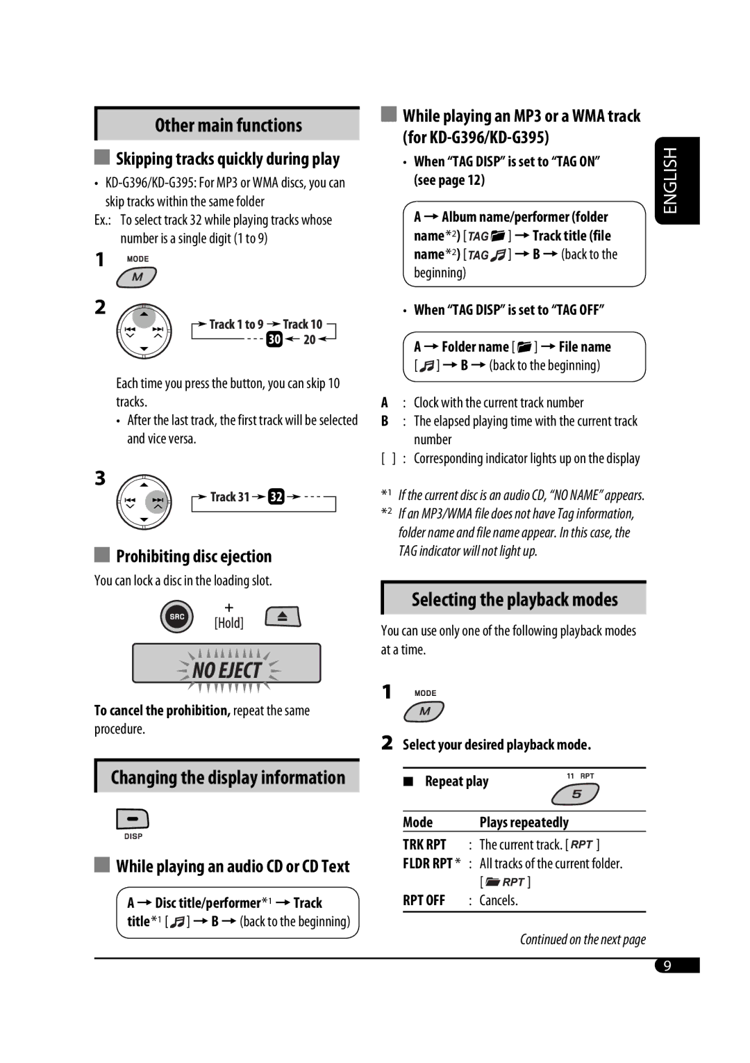 JVC MA372IEN user service Prohibiting disc ejection 