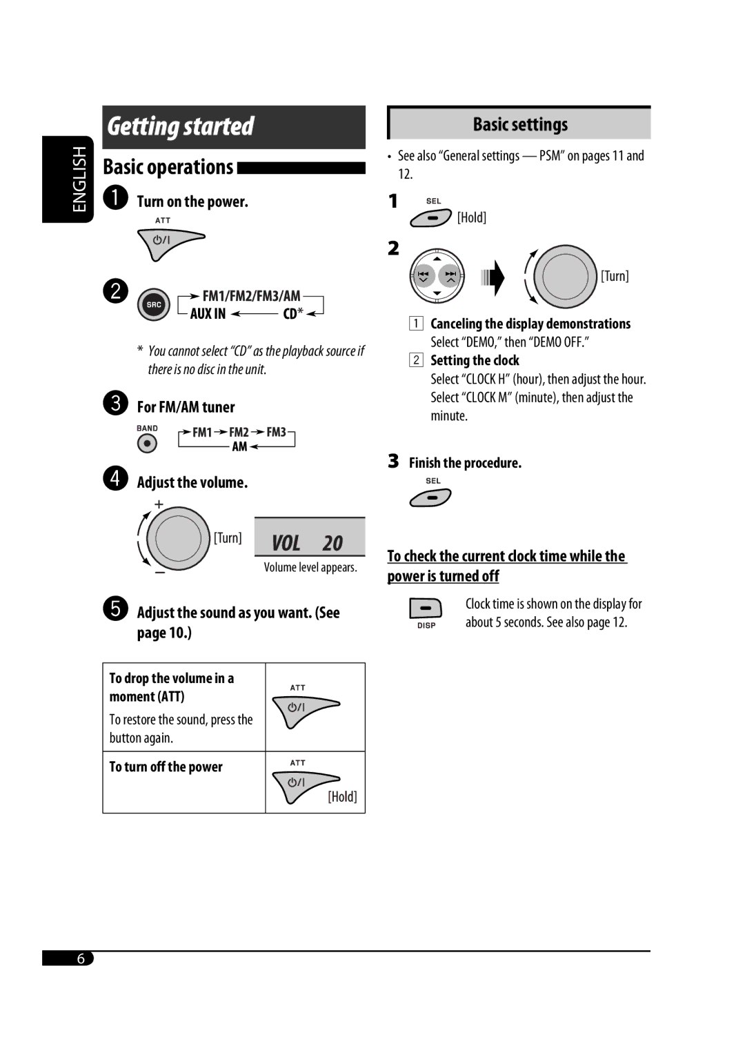 JVC MA372IEN user service Volume level appears 