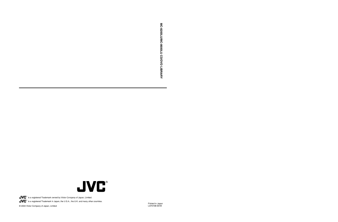 JVC manual MC-8200LU/MC-8600LU CD/DVD Library 