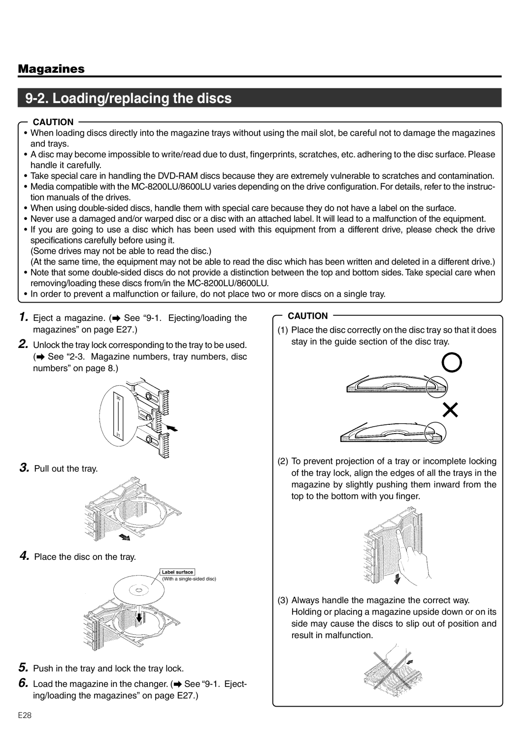 JVC MC-8200LU, MC-8600LU manual Loading/replacing the discs 