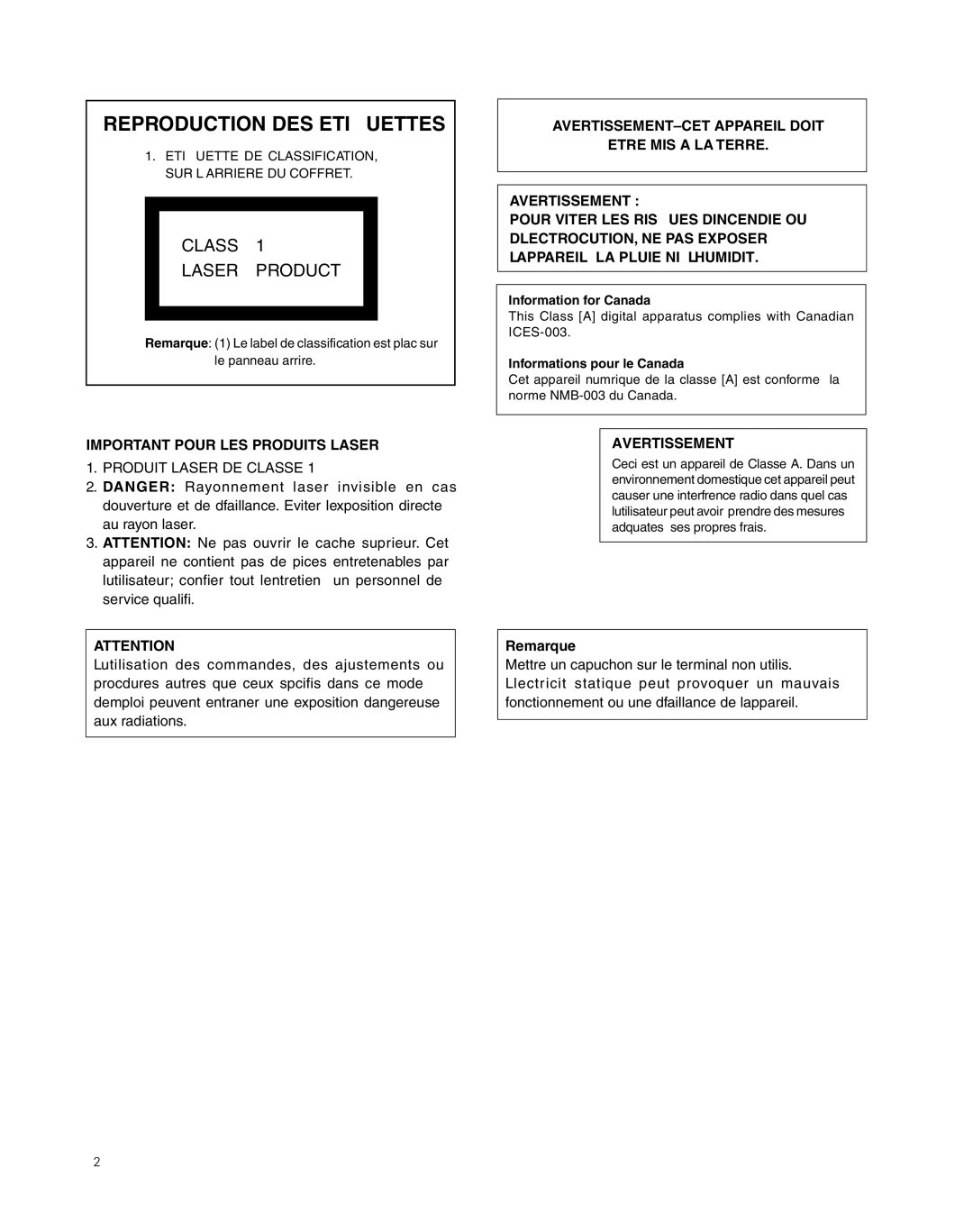 JVC MC-8200LU, MC-8600LU manual Reproduction DES Etiquettes, Remarque 