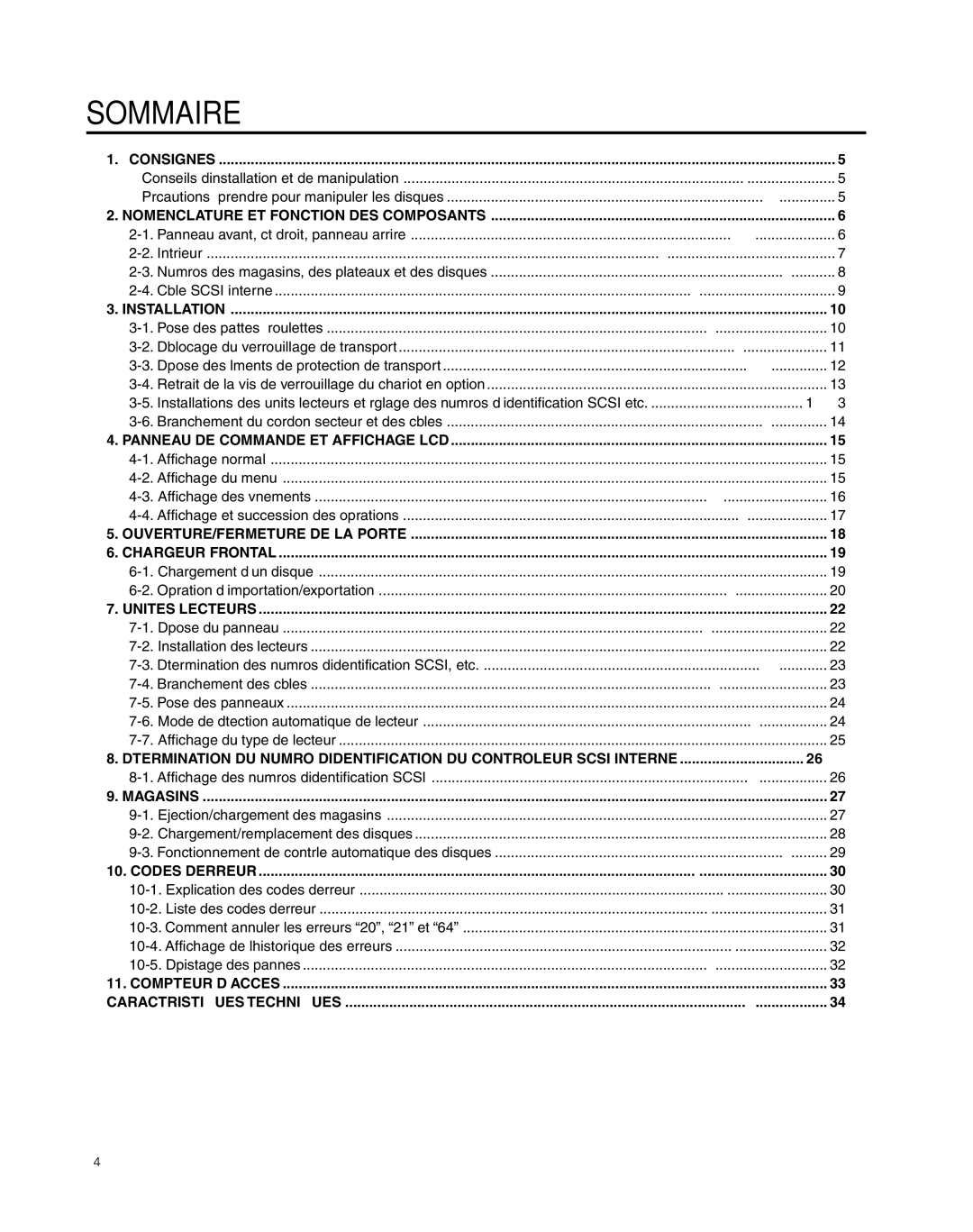 JVC MC-8200LU, MC-8600LU manual Sommaire, Consignes 