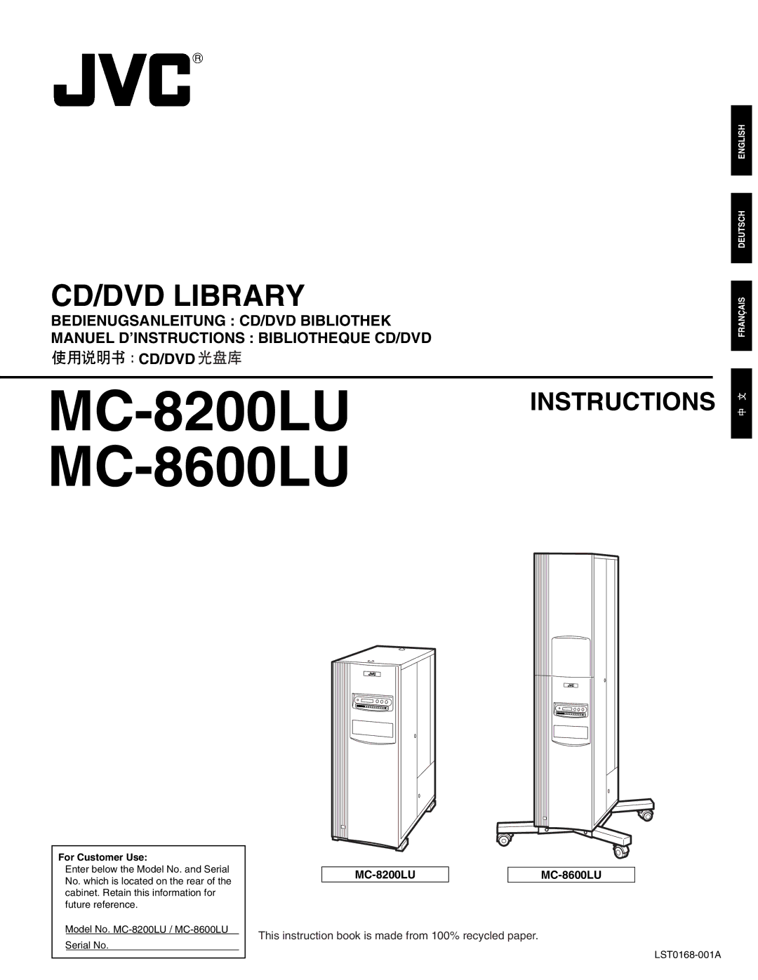 JVC manual MC-8200LU MC-8600LU 