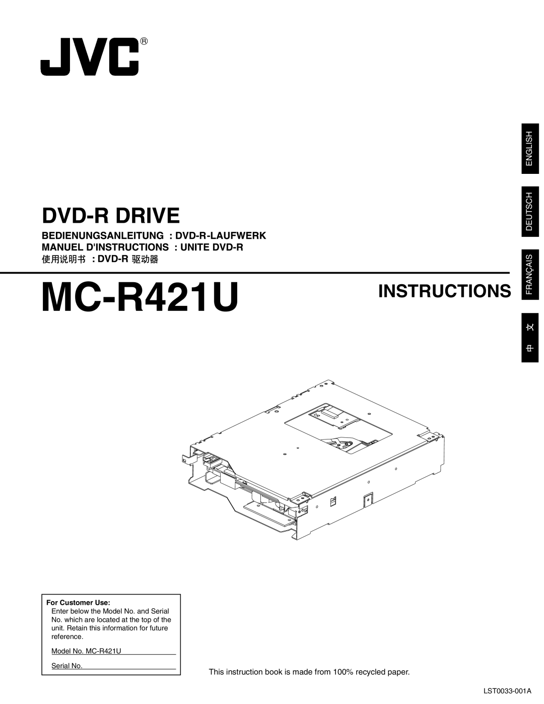 JVC MC-R421U manual 