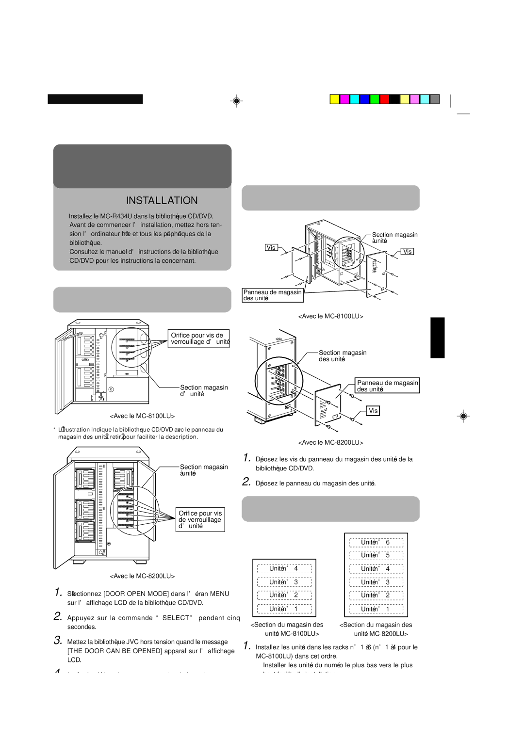 JVC manual Détermination de l’emplacement du MC-R434U 