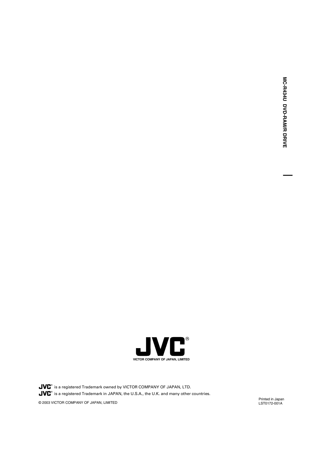 JVC manual MC-R434U DVD-RAM/R Drive 