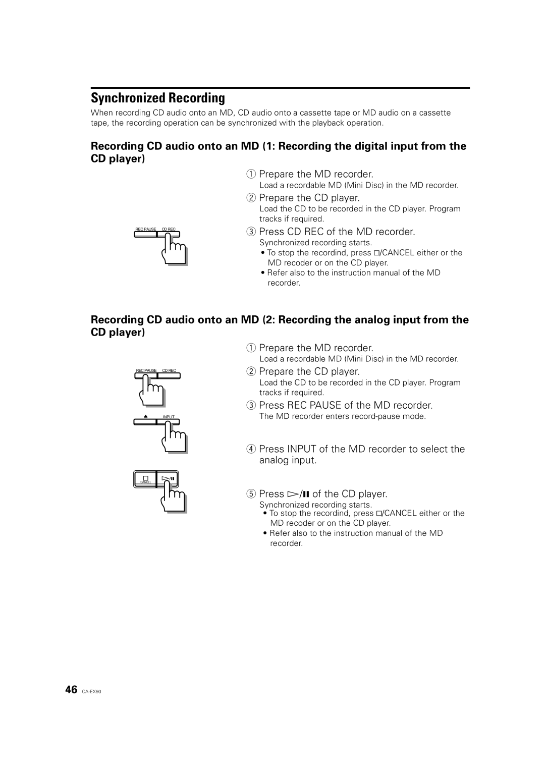 JVC XL-EX90, ME-EX90, RX-EX90, CA-EX90 manual Synchronized Recording 