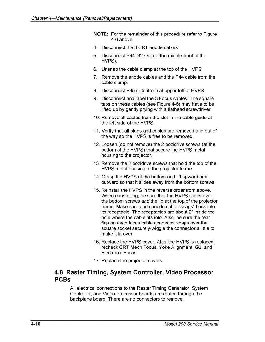 JVC Model 200 service manual Raster Timing, System Controller, Video Processor PCBs 