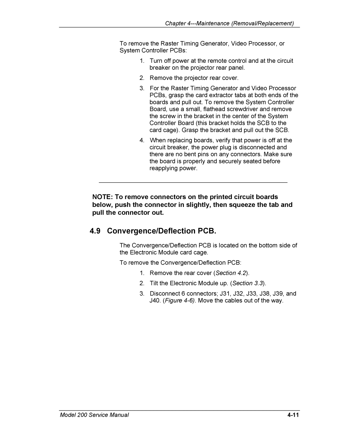 JVC Model 200 service manual Convergence/Deflection PCB 