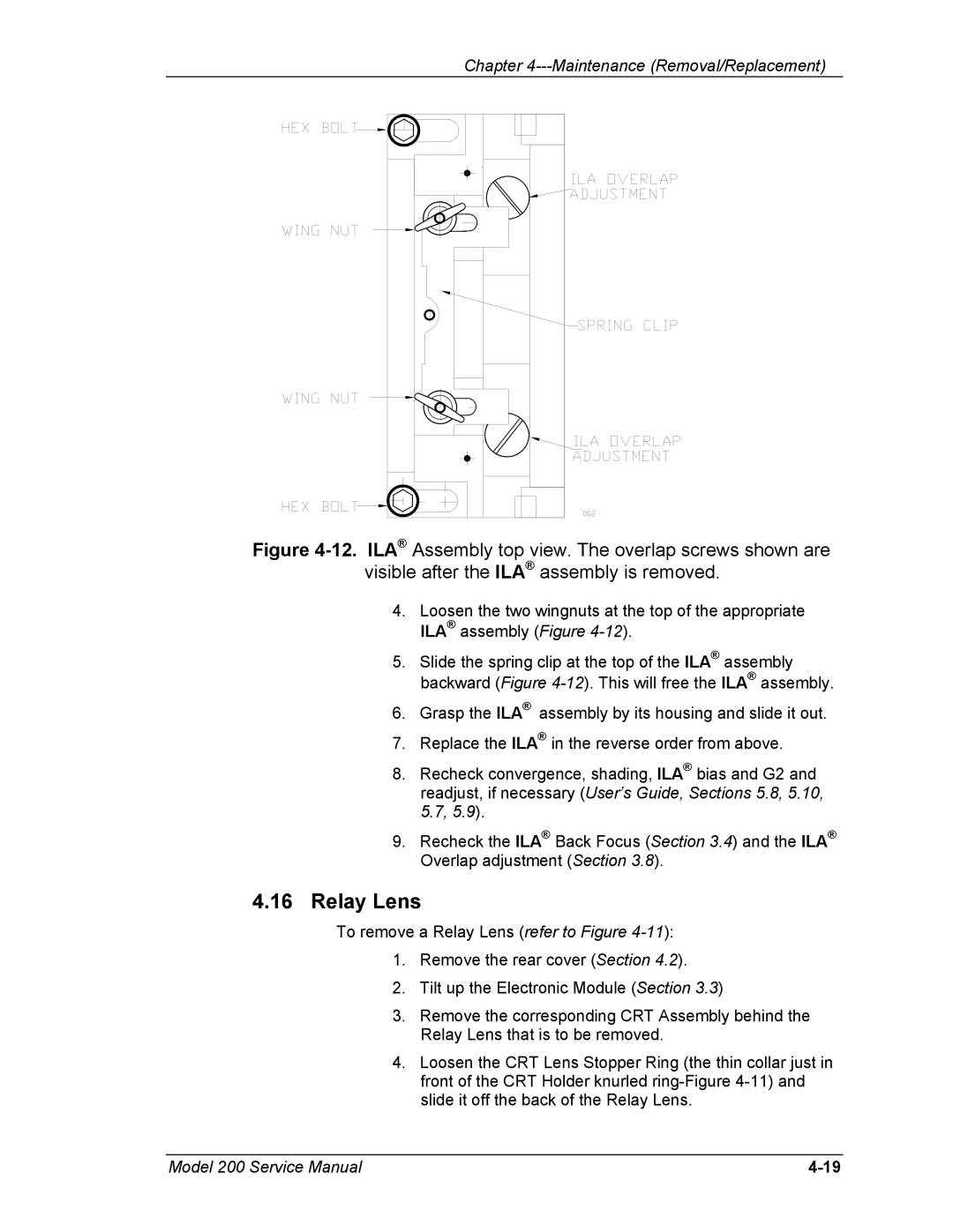 JVC Model 200 service manual Relay Lens 