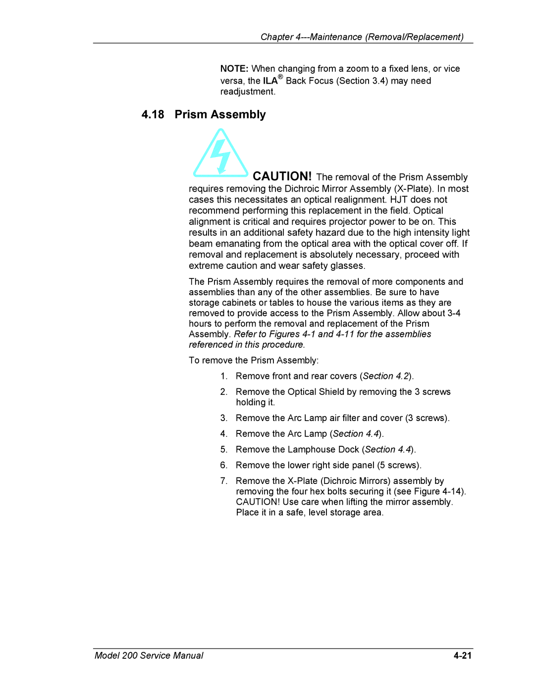 JVC Model 200 service manual Prism Assembly 