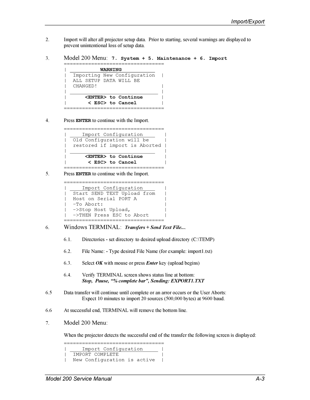 JVC Model 200 service manual Windows Terminal Transfers + Send Text File 