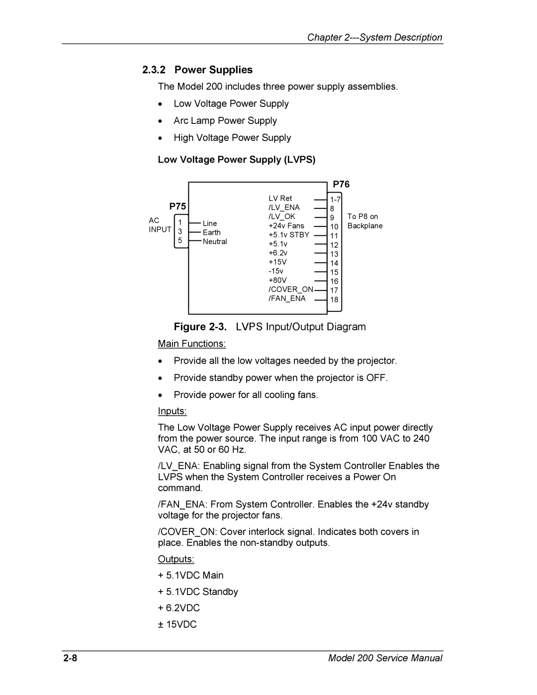 JVC Model 200 service manual Power Supplies, Low Voltage Power Supply Lvps 