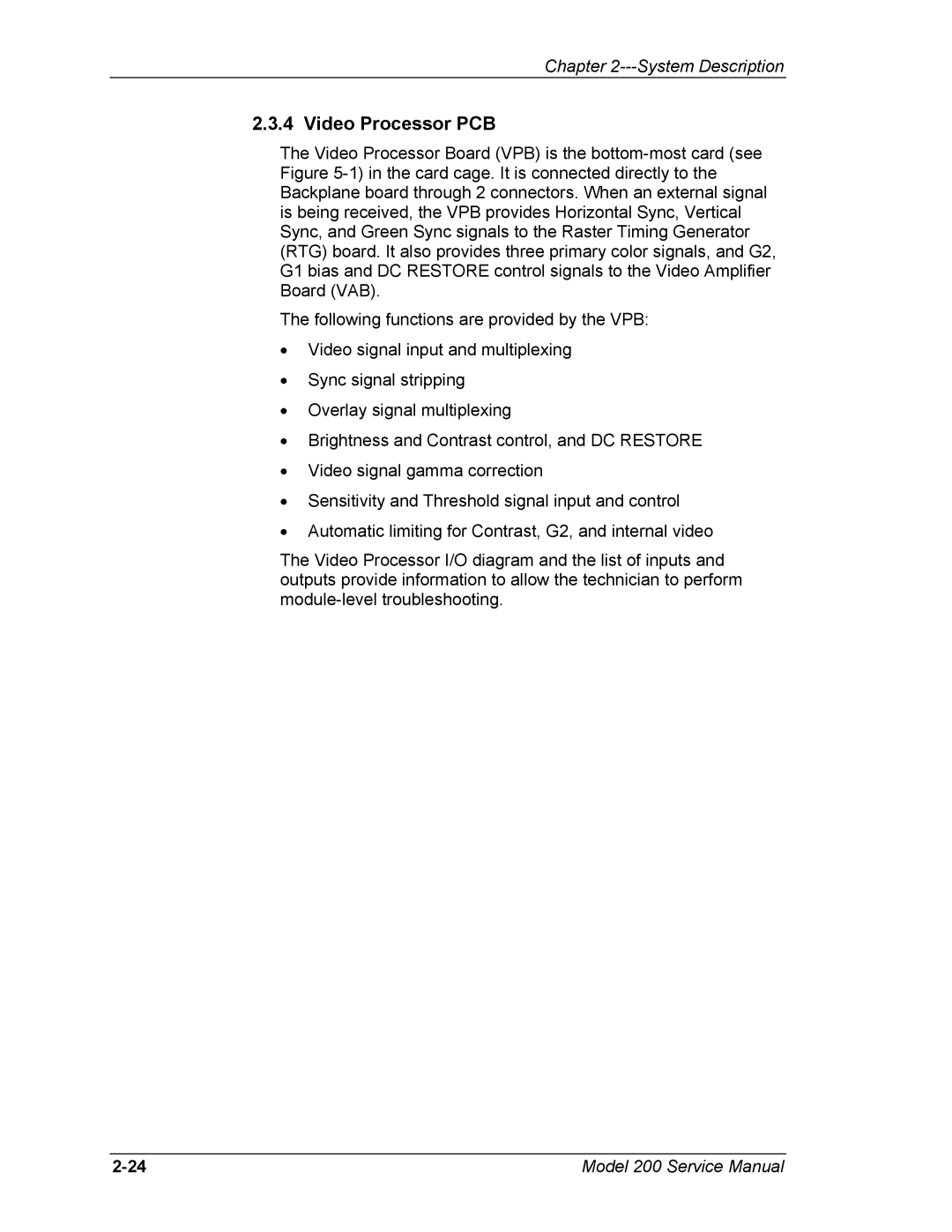 JVC Model 200 service manual Video Processor PCB 