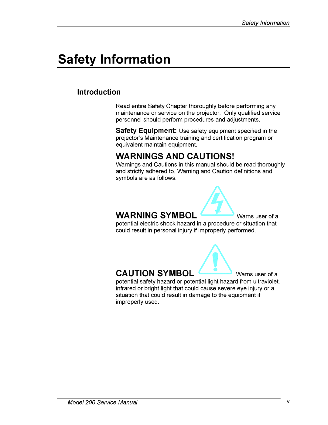 JVC Model 200 service manual Safety Information 