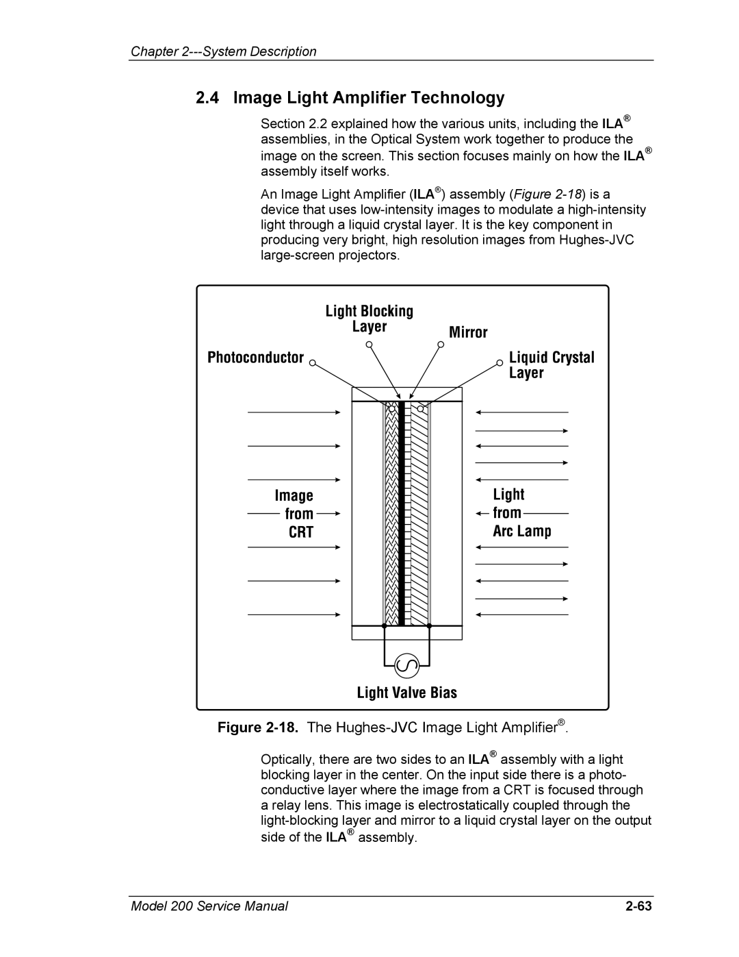 JVC Model 200 service manual Image Light Amplifier Technology, The Hughes-JVC Image Light Amplifier 