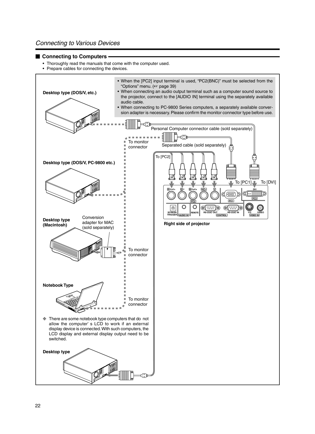 JVC Model DLA-HX1E manual  Connecting to Computers 