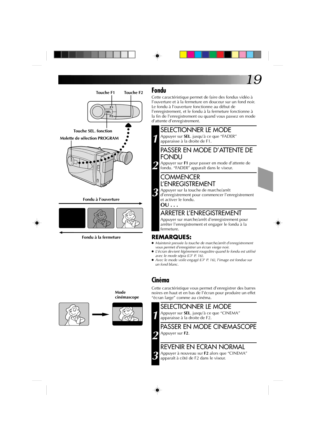 JVC Model GR-AX510 manual Fondu, Cinéma 