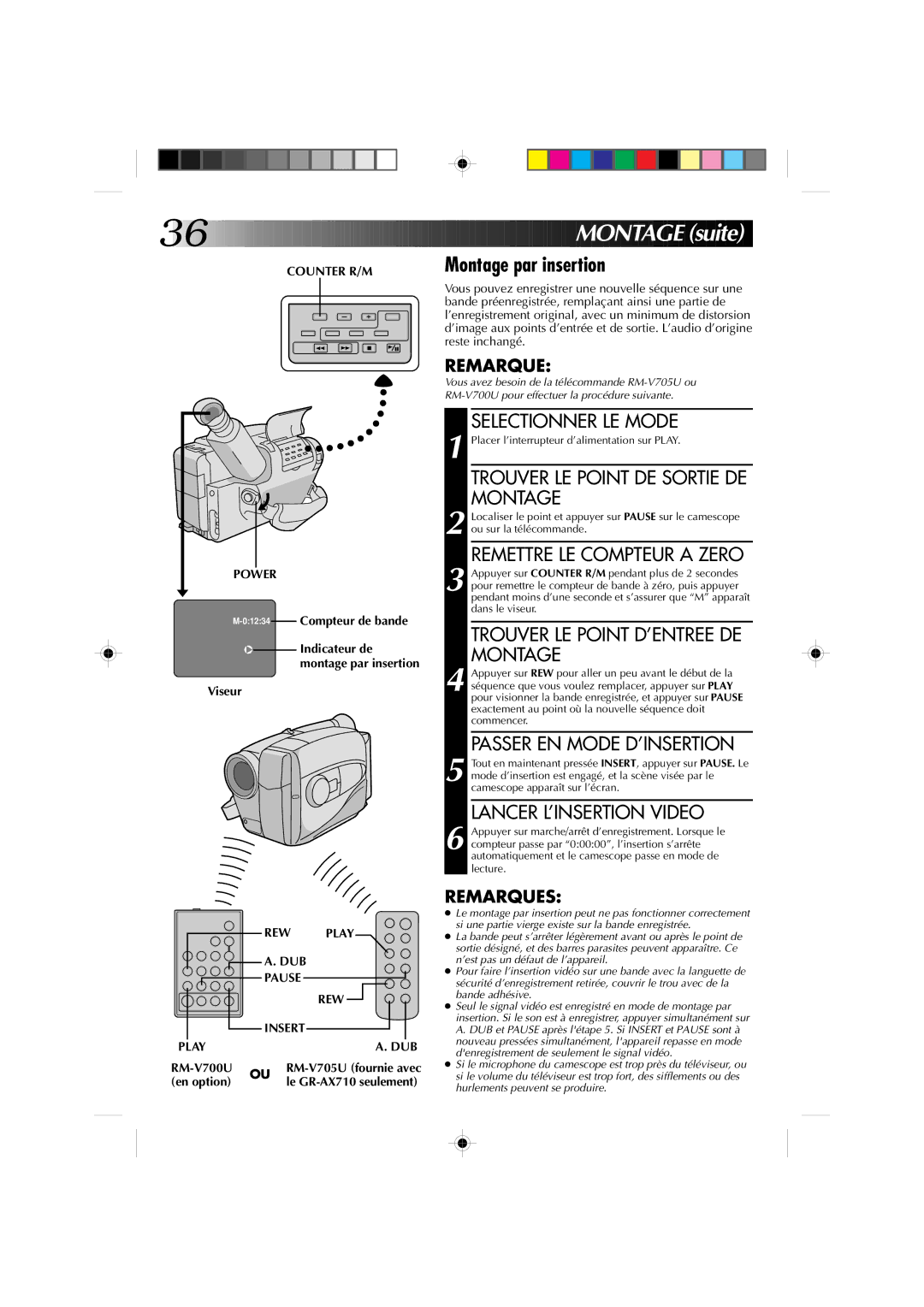 JVC Model GR-AX510 manual Montage par insertion 