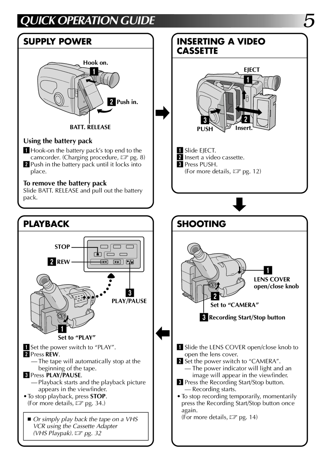 JVC Model GR-AX820 manual Using the battery pack, To remove the battery pack, BATT. Release, Eject, Stop 2REW PLAY/PAUSE 