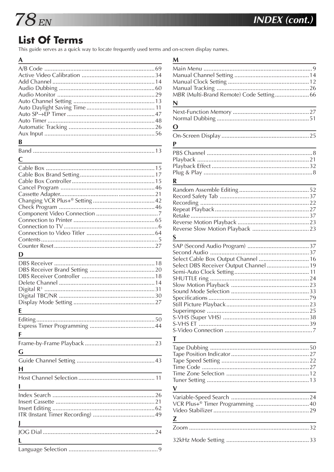 JVC Model HR-DVS1U manual List Of Terms, Component Video Connection, Express Timer Programming 