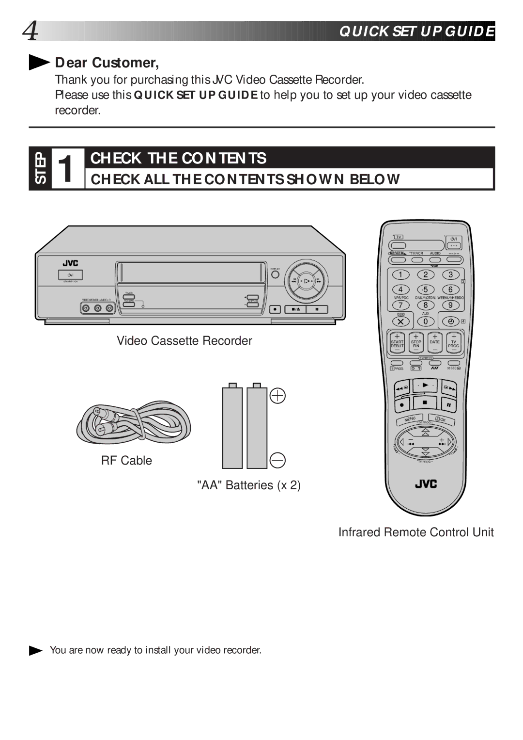 JVC Model HR-J660EK setup guide Quick SET UP G Uide 