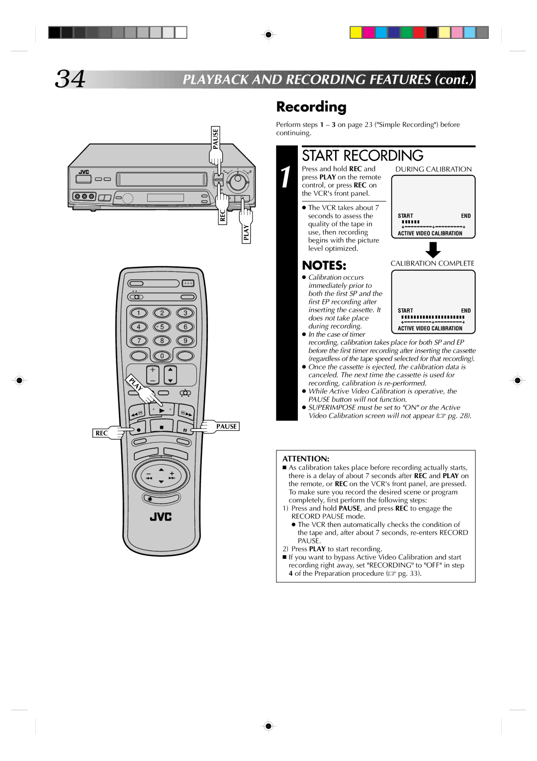 JVC Model HR-VP639U manual Recording, VCR takes about Seconds to assess, Quality of the tape Use, then recording 