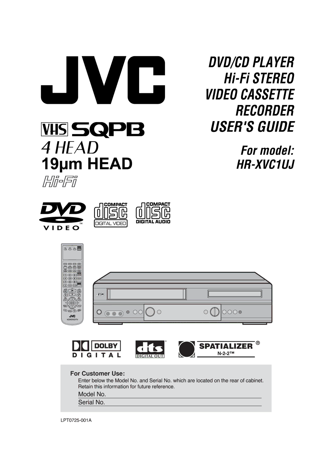 JVC Model HR-XVC1UJ manual DVD/CD Player 