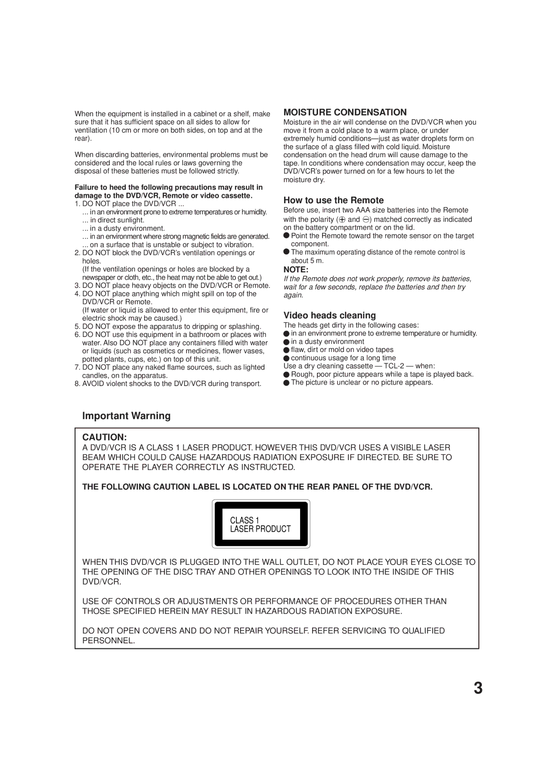 JVC Model HR-XVC1UJ manual How to use the Remote, Video heads cleaning 