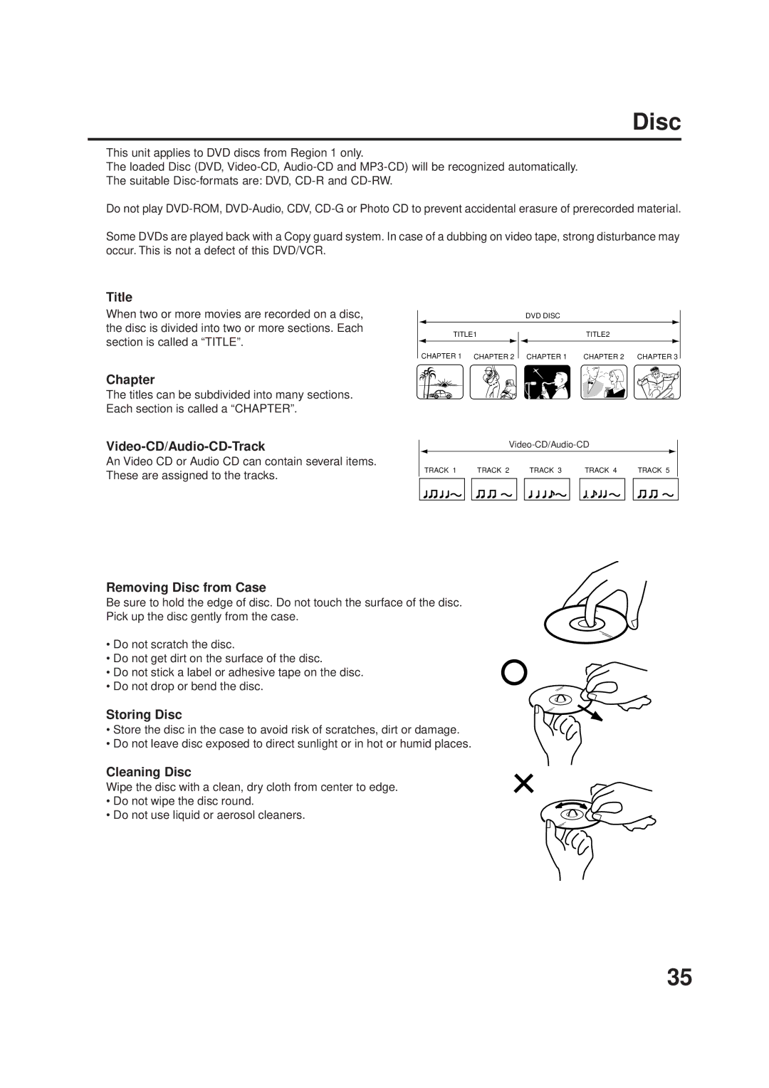 JVC Model HR-XVC1UJ manual Disc 