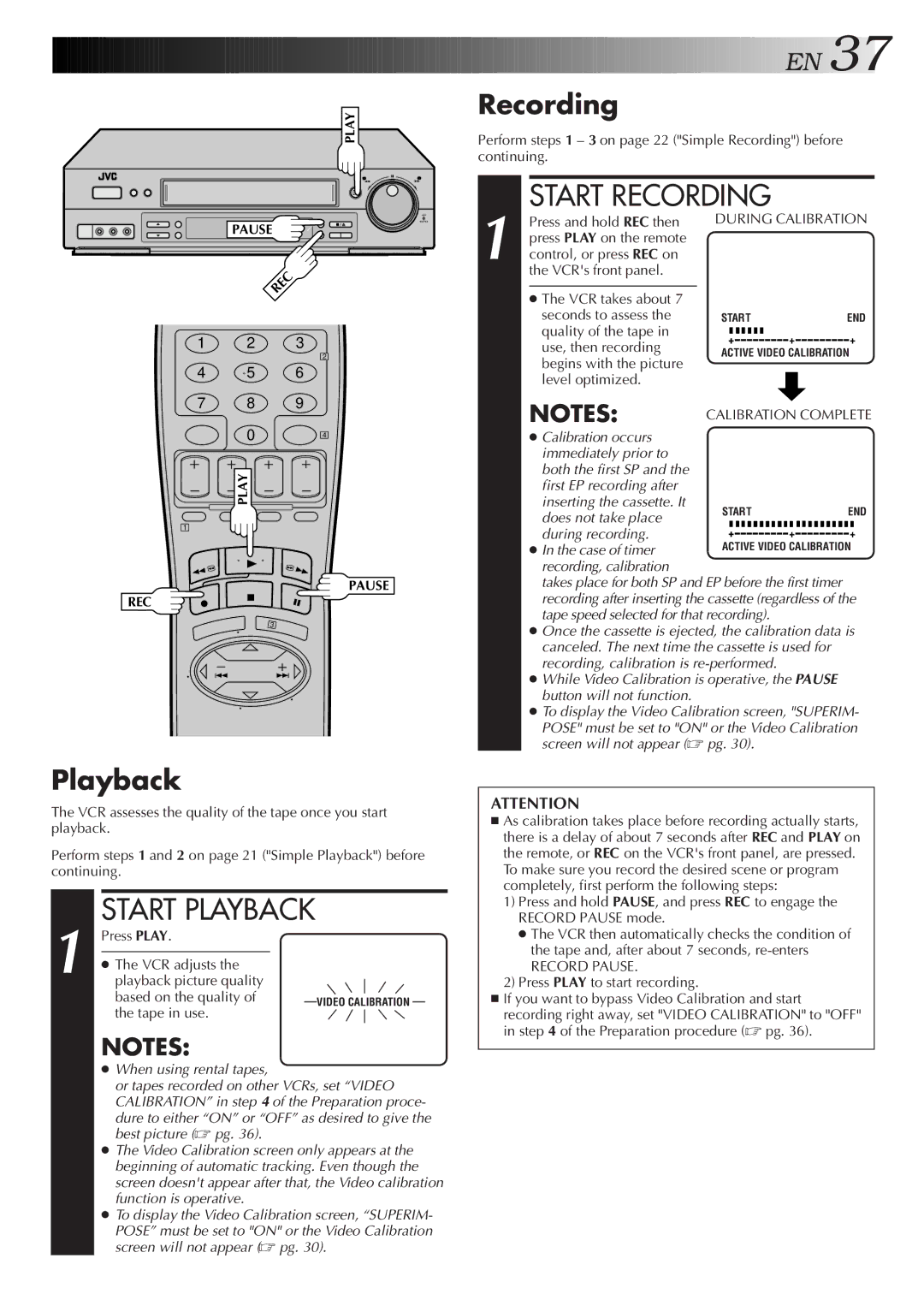 JVC Model SR-TS1U manual Recording, Start Playback 