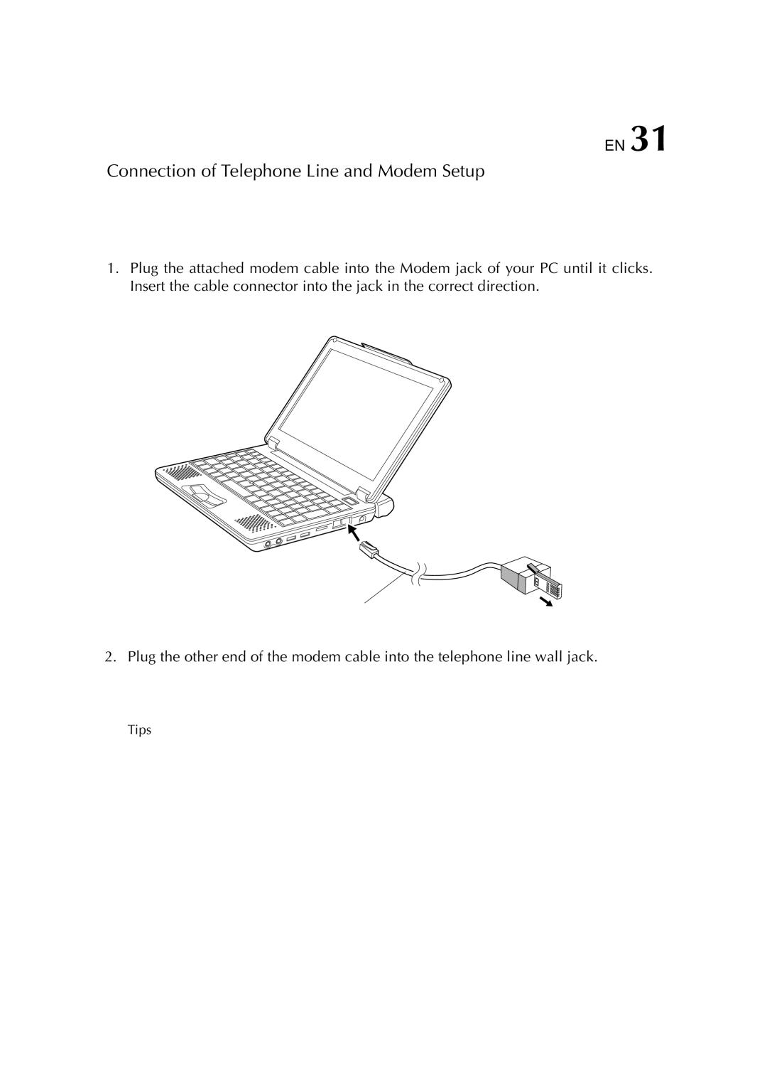 JVC MP-XP3210GB, MP-XP7210GB warranty Connection of Telephone Line and Modem Setup, Tips 