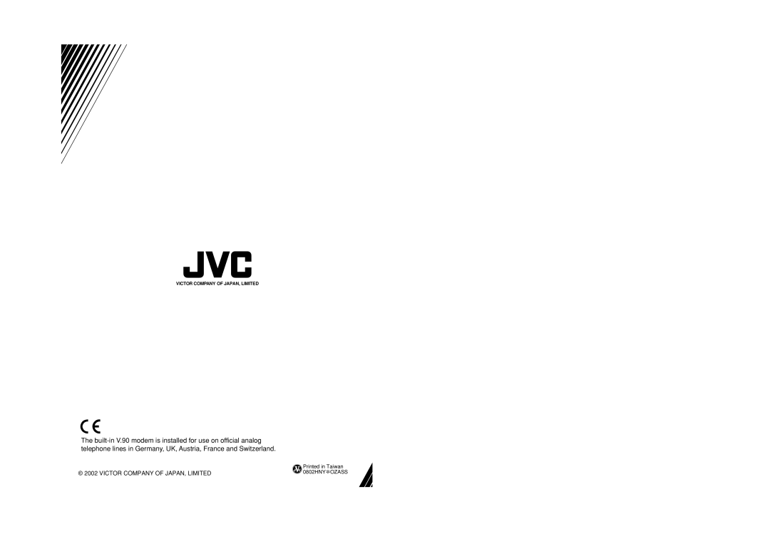 JVC MP-XP7210GB, MP-XP3210GB warranty Victor Company of JAPAN, Limited 