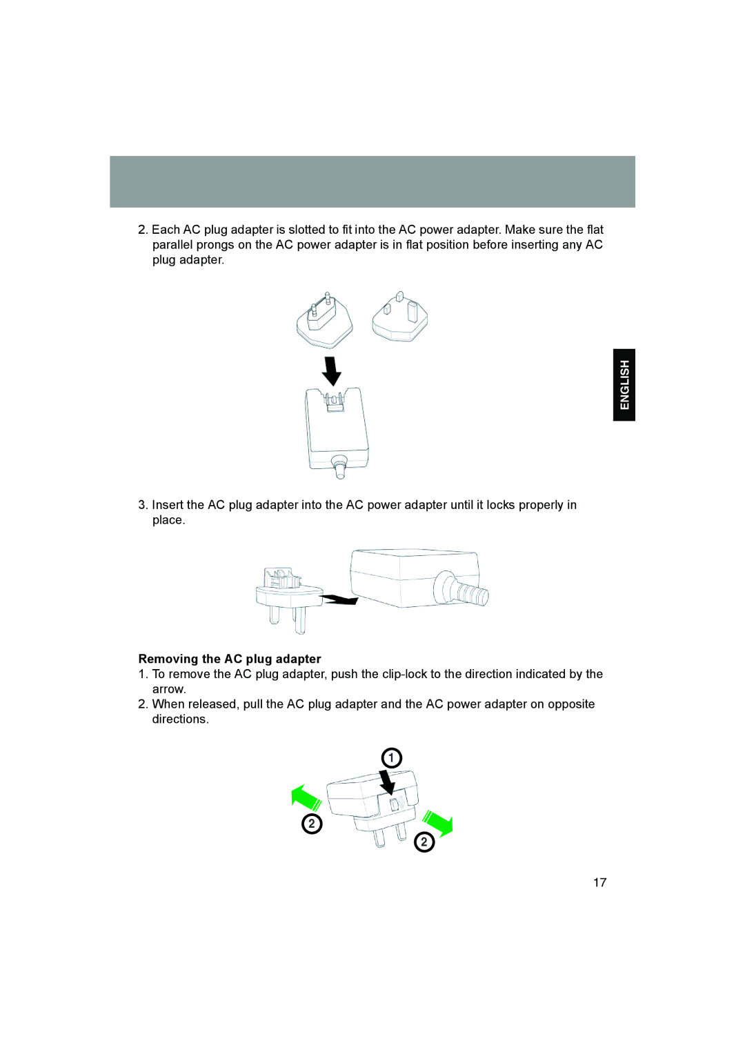 JVC MP-XP731GB warranty Removing the AC plug adapter 